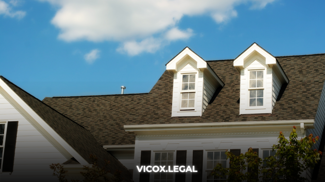 Bitcoin coin over a modern house – buying real estate with cryptocurrency through VICOX Legal.