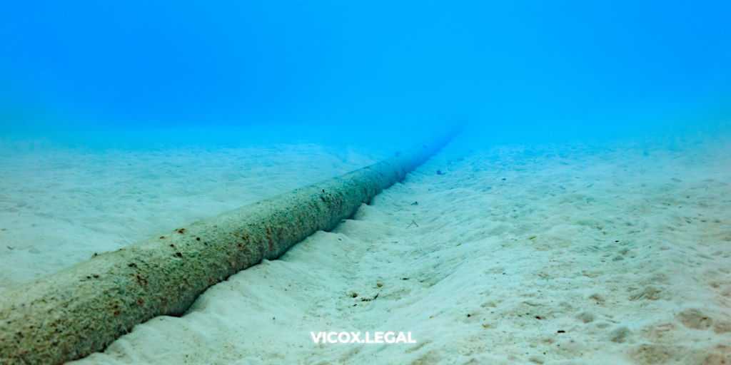 Subsea cable on seabed enabling global internet and data centre connectivity.