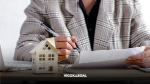 Close-up of a Vicox Legal lawyer advising client and signing the official title deed for a property bought with cryptocurrency.