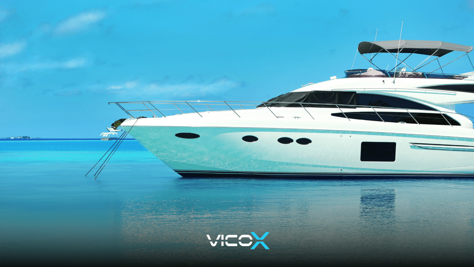 A luxury superyacht anchored in the Spanish Mediterranean at sunset, featuring a tablet displaying a secure Bitcoin transaction on deck. Represents buying luxury assets with cryptocurrency.