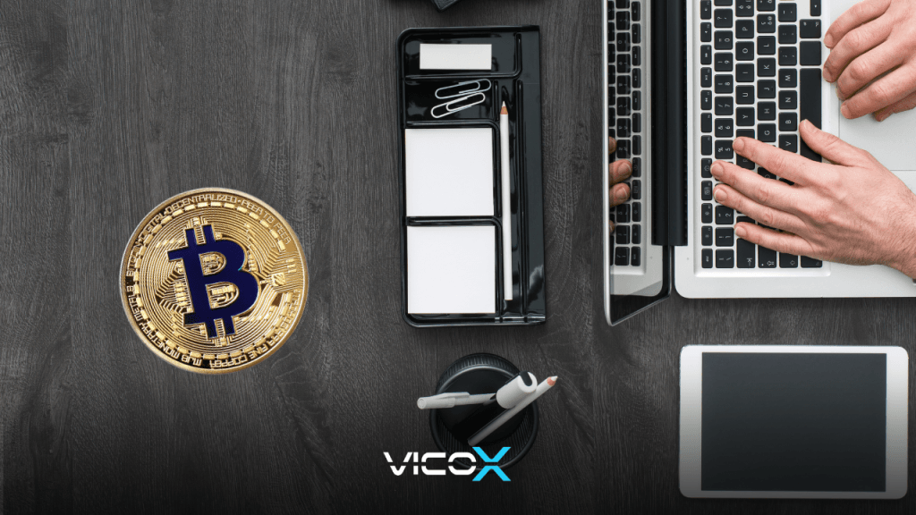 Corporate workspace showing Bitcoin as a treasury asset under EU legal and compliance framework