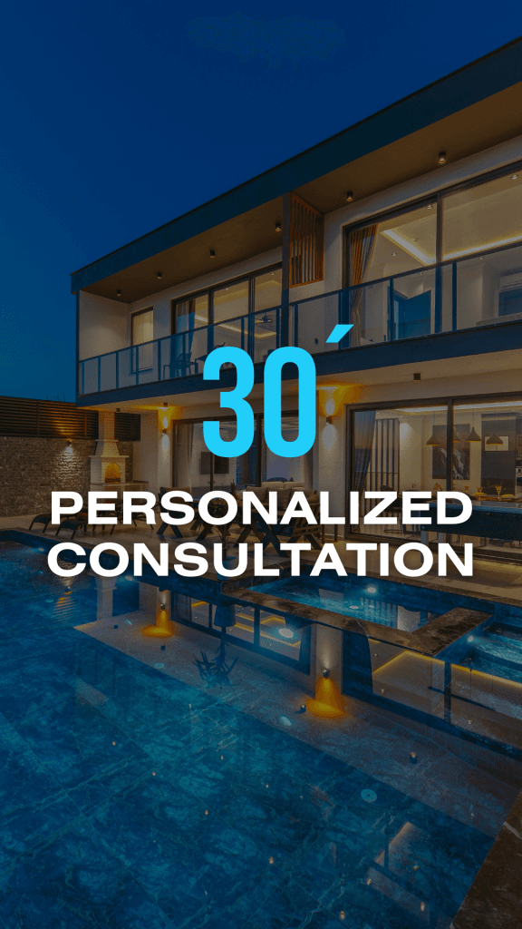 Promotional banner for a 30-minute consultation on investing in Spain real estate with cryptocurrency.